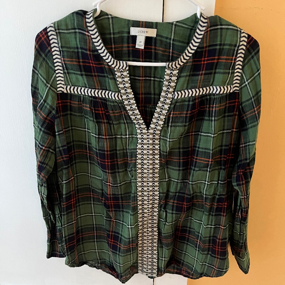 J Crew Plaid Blouse Size 2P
